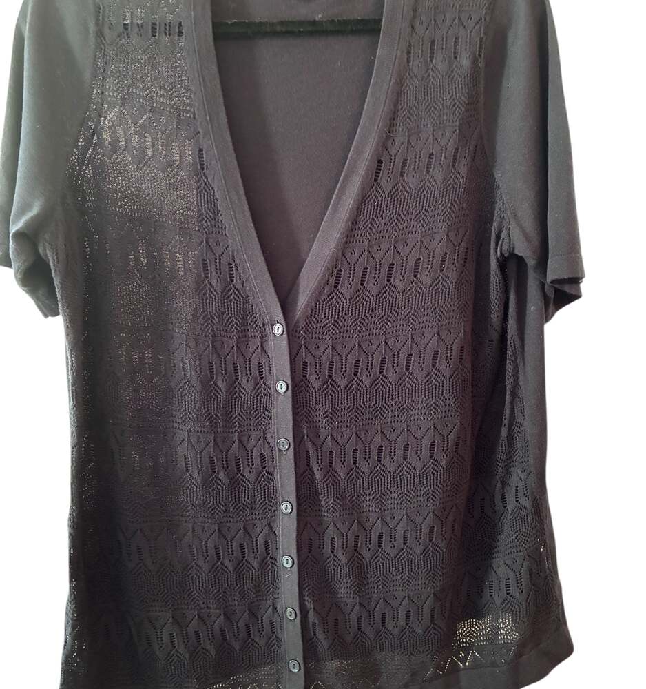 Talbots Cardigan Short Sleeve Button Down Navy Blue - Size X